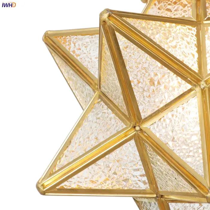 Lampe suspendue en cuivre poli avec abat-jour en pierre de verre pour salon, chambre, salle à manger et hôtel - Lumière LED - Style moderne - Installation facile