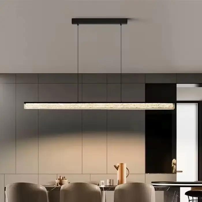 Lampe LED suspendue linéaire au design minimaliste moderne, disponible en noir, luminaire décoratif