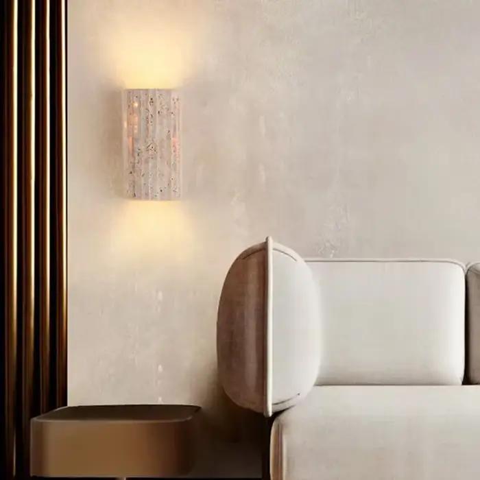 Lampe murale en pierre de travertin jaune pour décoration intérieure et extérieure modernes chambre restaurant café occasions spéciales