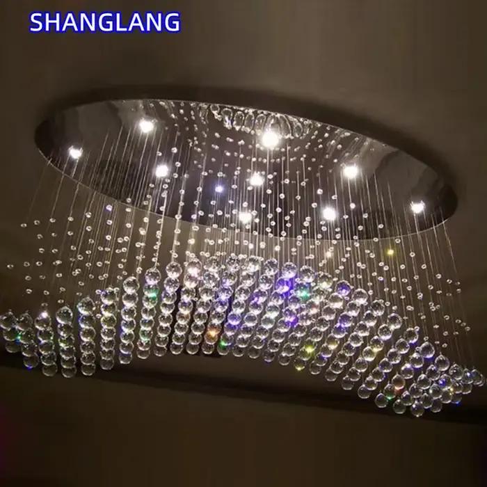 Lustre en cristal moderne avec acier inoxydable brossé pour éclairage contemporain et installation encastrée pour salon et chambre d'hôtel