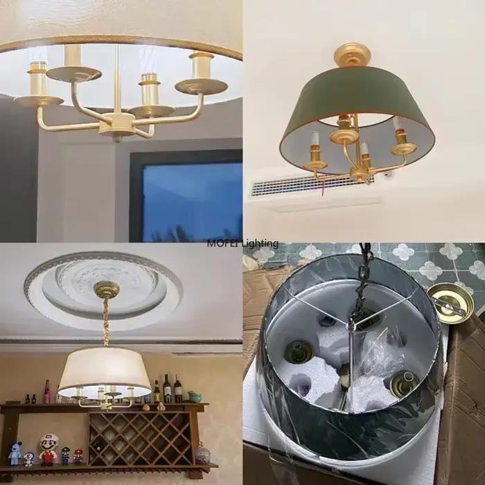 Suspension nordique rétro en métal avec abat-jour en tissu pour salon, chambre d'hôtel, boutique modernes élégants à offrir pour occasions spéciales