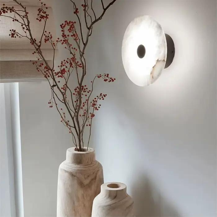 Applique murale LED circulaire en marbre naturel design moderne pour salon chambre à coucher couloir escalier chambre d'étudiant et espaces extérieurs à offrir