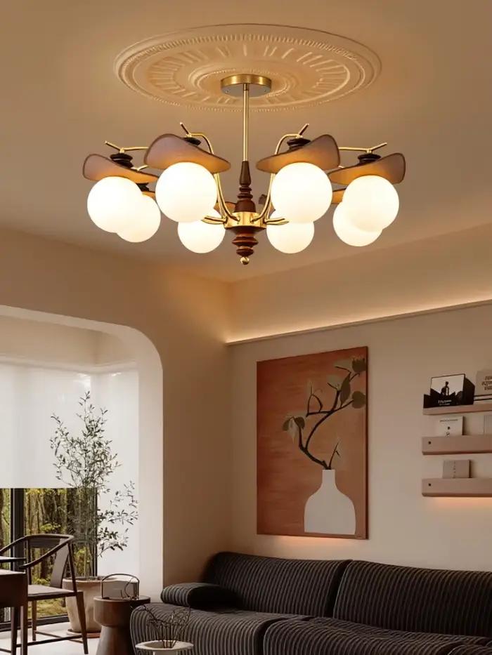 Luminaire suspendu Magic Bean lampe de salon en fer plaqué avec source LED élégante pour salon chambre à coucher et plus
