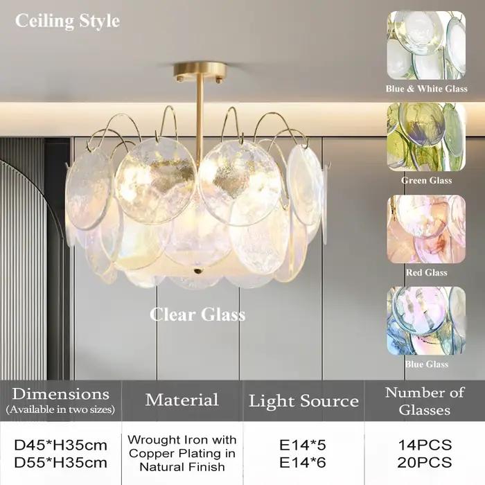 Lustre en verre de Murano à deux niveaux, luminaire de plafond rond moderne et coloré pour salle à m