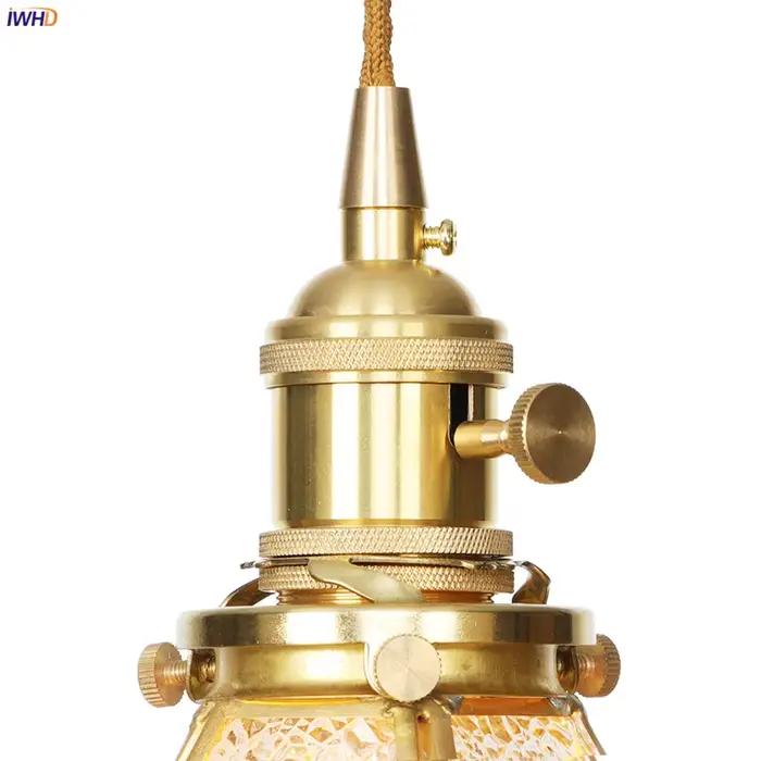 Lampe suspendue en cuivre poli avec abat-jour en pierre de verre pour salon, chambre, salle à manger et hôtel - Lumière LED - Style moderne - Installation facile