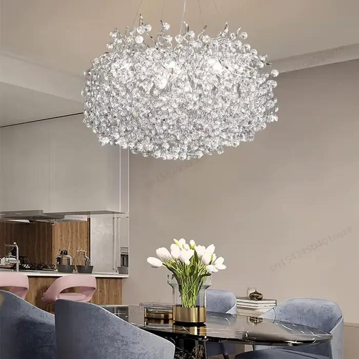 Lustre en cristal moderne or lumineux pour salon chambre à coucher salle à manger cuisine restauration boutique de vêtements café installation facile et durable