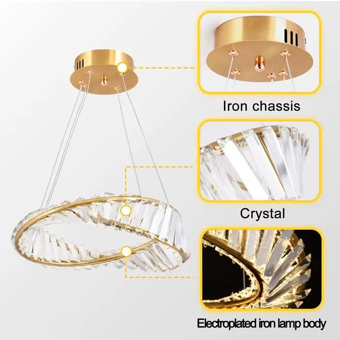 Plafonnier LED suspendu design nordique moderne acier inoxydable cristal luminaire décoration intérieure salon salle à manger
