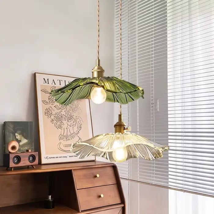 Suspension classique rétro en pierre de verre pour éclairer et décorer intérieurs chambres chevet salons salles à manger