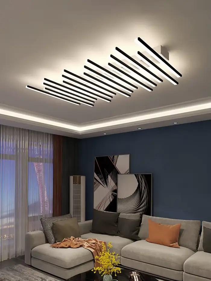 Luminaires de plafond modernes LED pour chambre à coucher et salon, lampe de décoration intérieure fer forgé avec télécommande pour ambiance personnalisable