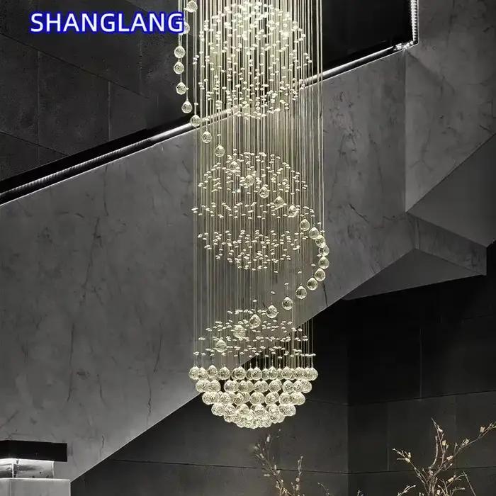 Lustre en cristal LED moderne en spirale pour salon chambre à coucher escalier hôtel intérieur design sophistiqué