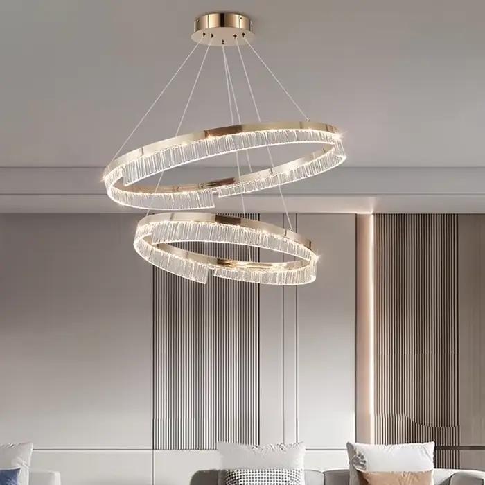 Lustre LED de luxe en fer et aluminium, modern style, adjustable brightness, for living room bedroom dining room, Italian Art Deco style
