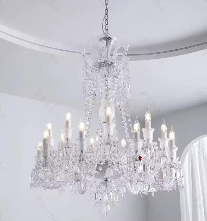 Lustre en cristal de luxe Phube avec 18 lumières LED pour salons, chambres et espaces publics élégants occasions spéciales