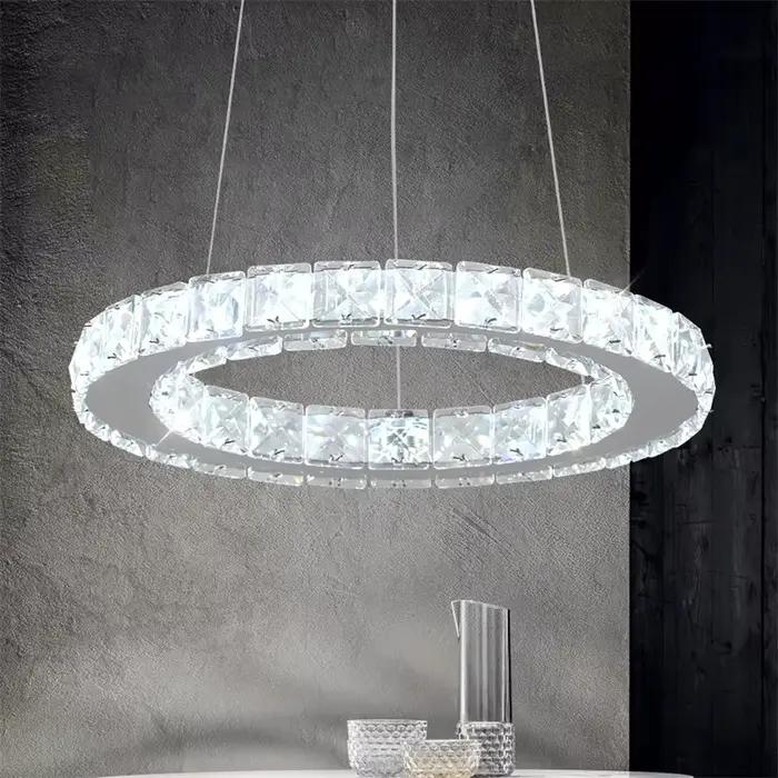 Plafonnier LED suspendu design nordique moderne acier inoxydable cristal luminaire décoration intérieure salon salle à manger