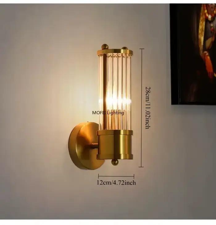 Applique murale LED en laiton et cristal de luxe nordique, luminaire moderne pour chambre, salon, sa