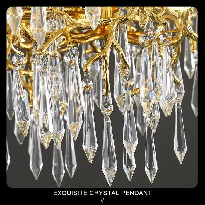 Lustre en cristal de branche d'or moderniste pour salon chambre à coucher cuisine et salle à manger