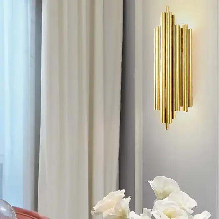 Lampe murale LED dorée moderne nordique en acier inoxydable pour décoration intérieure maison chambre hôtel couloir entrée étude occasions spéciales