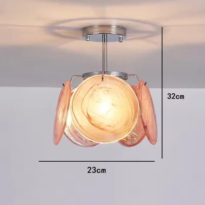 Camisa Murano-Plafonnier Suspendu en Verre Rose, Design poumons Créatif, Luminaire Décoratif d'Nik,