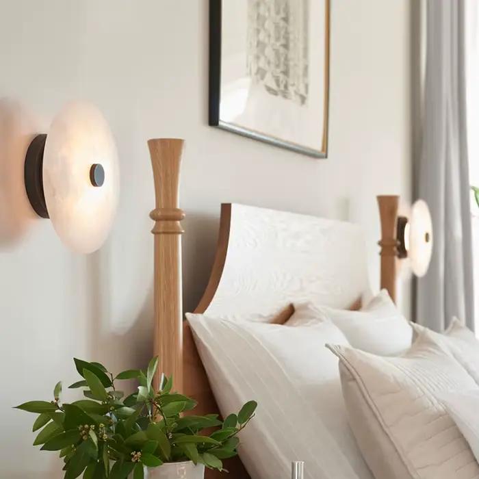 Applique murale LED circulaire en marbre naturel design moderne pour salon chambre à coucher couloir escalier chambre d'étudiant et espaces extérieurs à offrir