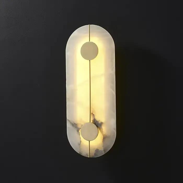 Applique murale ronde moderne en albâtre en marbre naturel pour salon chambre à coucher chevet couloir cuisine décoration d'intérieur lumière LED élégante pour femmes occasions spéciales
