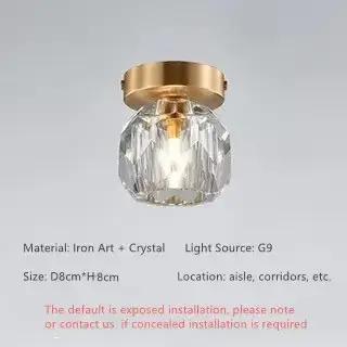 Lumière de luxe porche d'entrée cristal pendentif lustres couloir allée lampe poste moderne minimali