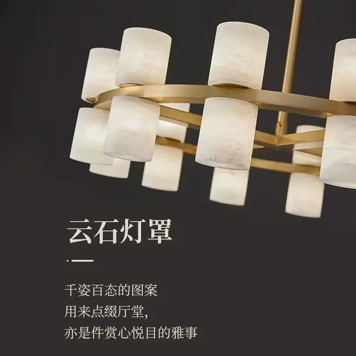 Luminaire suspendu en cuivre poli et marbre pour éclairage moderne et élégant pour salon, salle à manger, chambre à coucher et autres pièces