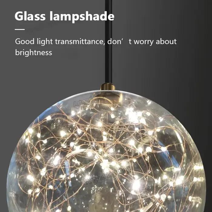 Plafonnier LED en forme de boule de verre nordique moderne pour intérieur élégant restaurant chambre à coucher luminaire décoratif suspension luminaire verre transparent fer robuste installation facile garantie 3 ans