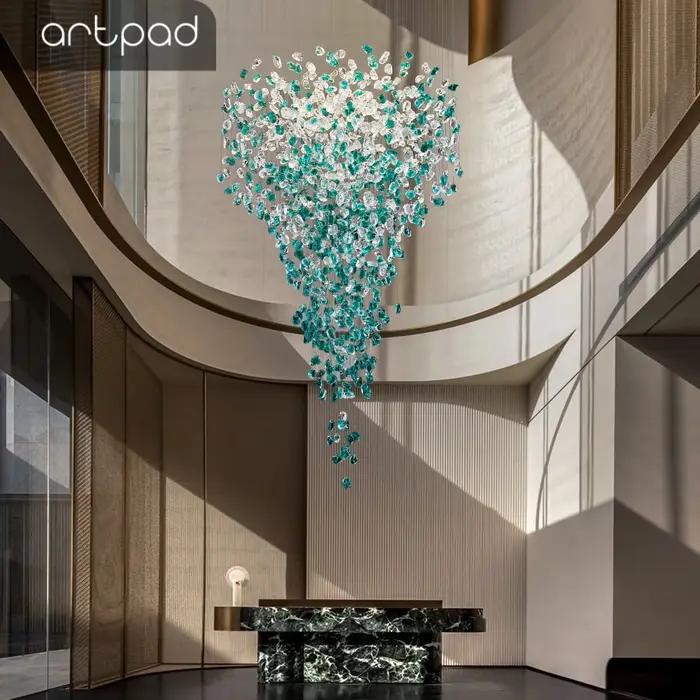 Lustre en pierre de cristal vert personnalisé Art Déco pour éclairage intérieur luxe et ambiance moderne occasions spéciales
