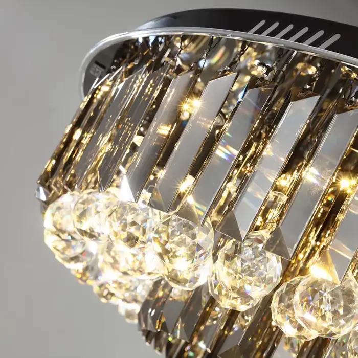 Lustre de plafond en cristal LED pour salon moderne et créatif, lampe décorative luxueuse noire, or et argent pour éclairage quotidien et décoration d'intérieur