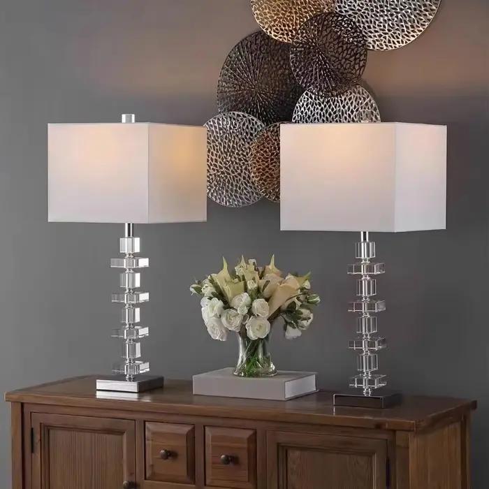 Lampe de sol en cristal art déco abat-jour tissu luxe salon chambre à coucher lampe de chevet nordique à offrir pour les occasions spéciales