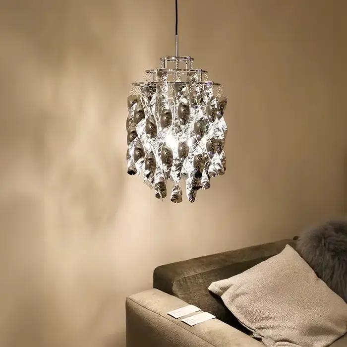 Lustre suspendu en spirale en chrome et acrylique de luxe pour table de cuisine, escaliers, lustres
