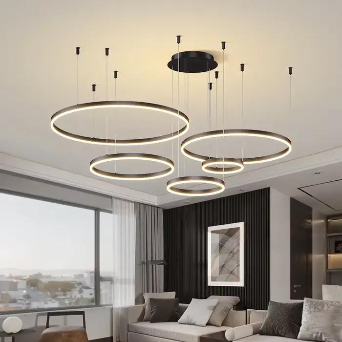 Plafond moderne à LEDs lustre anneau circulaire lustre salon chambre salle à manger éclairage maison