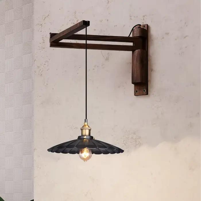 Applique murale en bois massif style nordique rétro pour chambre à coucher entrée et espaces commerciaux luminaire led zen modernité