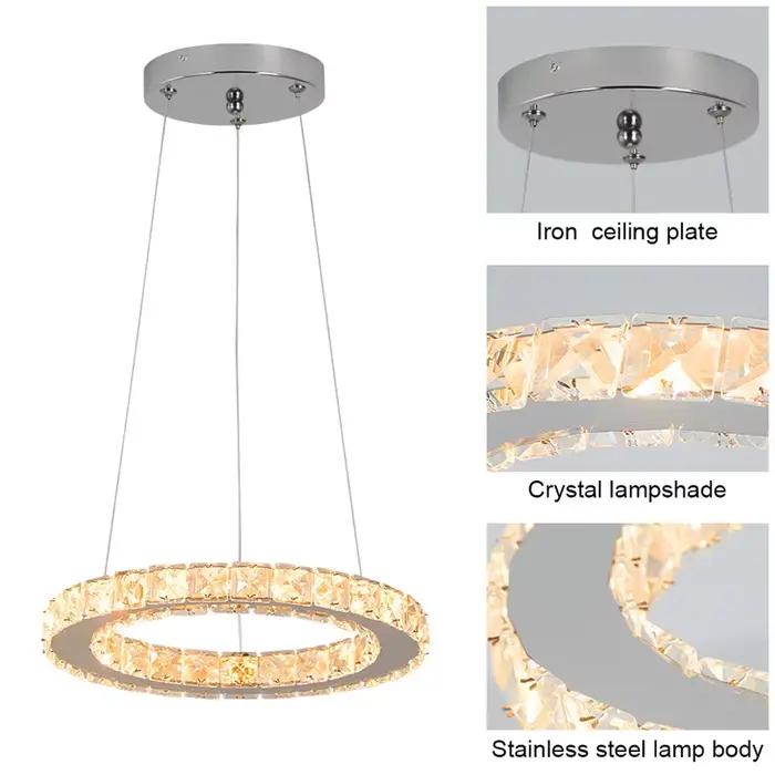 Plafonnier LED suspendu design nordique moderne acier inoxydable cristal luminaire décoration intérieure salon salle à manger