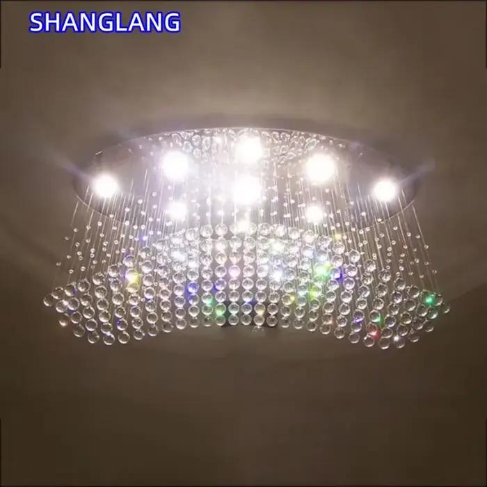 Lustre en cristal moderne avec acier inoxydable brossé pour éclairage contemporain et installation encastrée pour salon et chambre d'hôtel