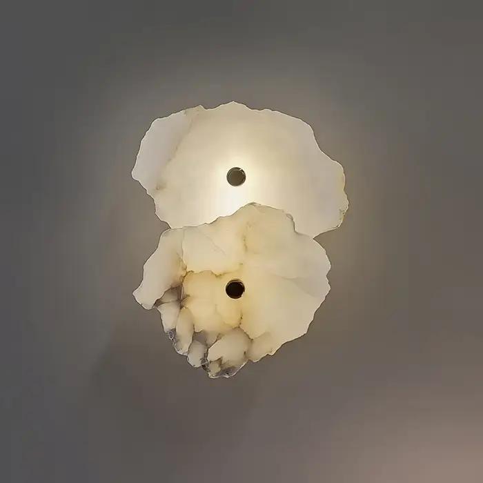Applique murale en marbre naturel et aluminium design artistique moderne pour éclairage de luxe chambre salon salle à manger