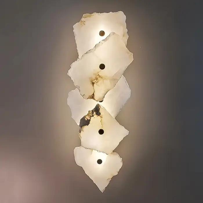 Applique murale en marbre naturel et aluminium design artistique moderne pour éclairage de luxe chambre salon salle à manger