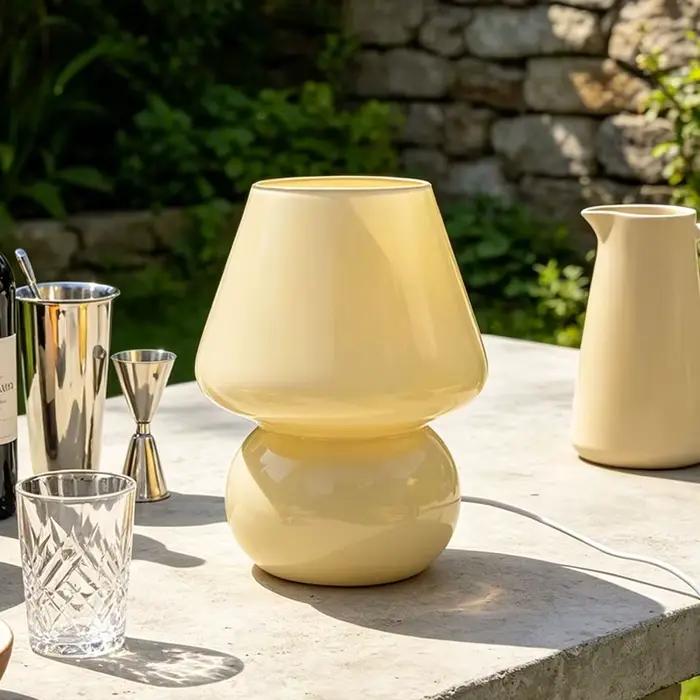 Lampe de table en verre de Murano, moderne, simple, texturée, en forme de champignon, lampe de cheve