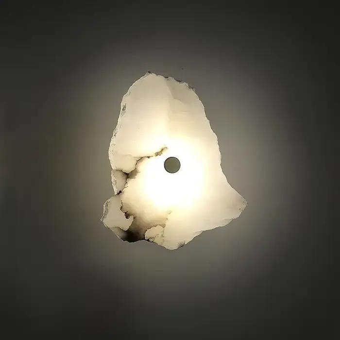 Applique murale en marbre naturel et aluminium design artistique moderne pour éclairage de luxe chambre salon salle à manger