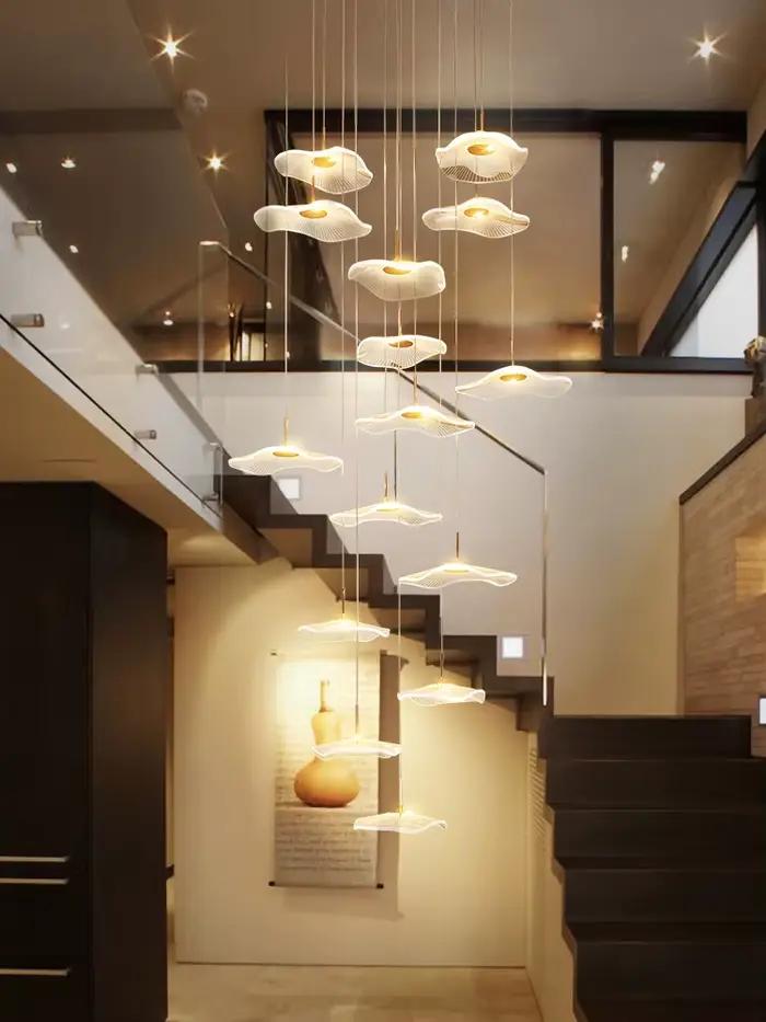 Plafonnier LED suspendu moderne pour salon, étude, chambre principale, hôtels, cuisines et escaliers, flux lumineux 2000-82000, télécommande incluse, installation autonome