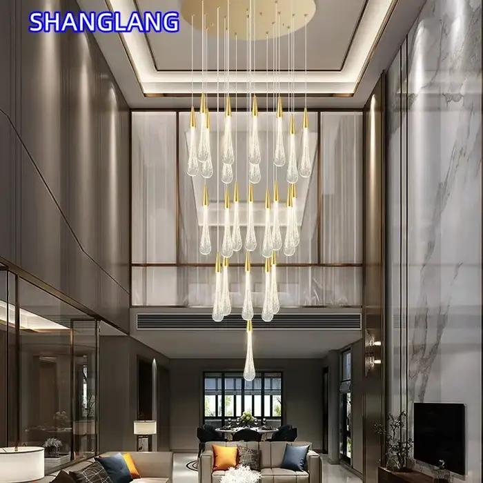 Suspension en cristal design goutte d'eau éclairage LED élégant pour salon ou salle à manger éclairage intelligent matériaux durables installation facile