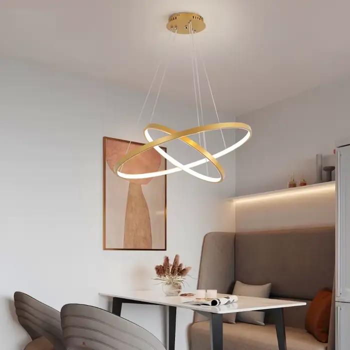Lustre moderne en fer finition brossée avec télécommande pour salon ou chambre à offrir pour diverses occasions
