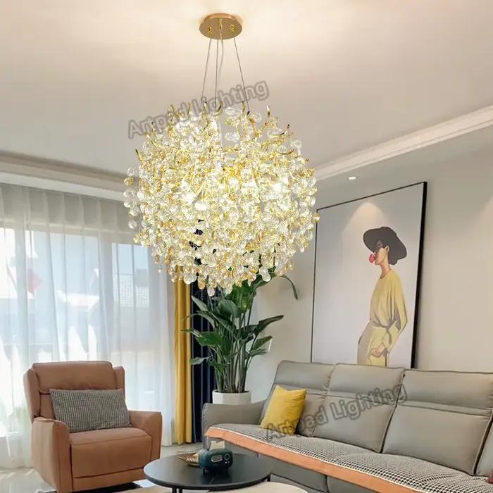Lustre en cristal moderne or lumineux pour salon chambre à coucher salle à manger cuisine restauration boutique de vêtements café installation facile et durable