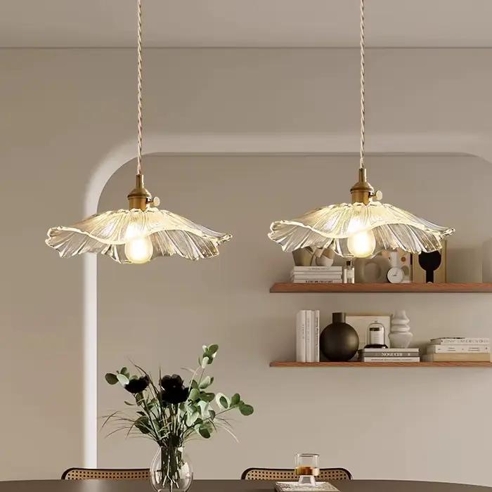 Suspension classique rétro en pierre de verre pour éclairer et décorer intérieurs chambres chevet salons salles à manger