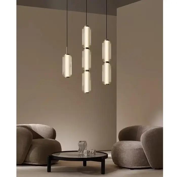 Lustre de salon style hôtelier américain luxueux pierre de verre LED pour décoration intérieure chambre restaurant et escalier