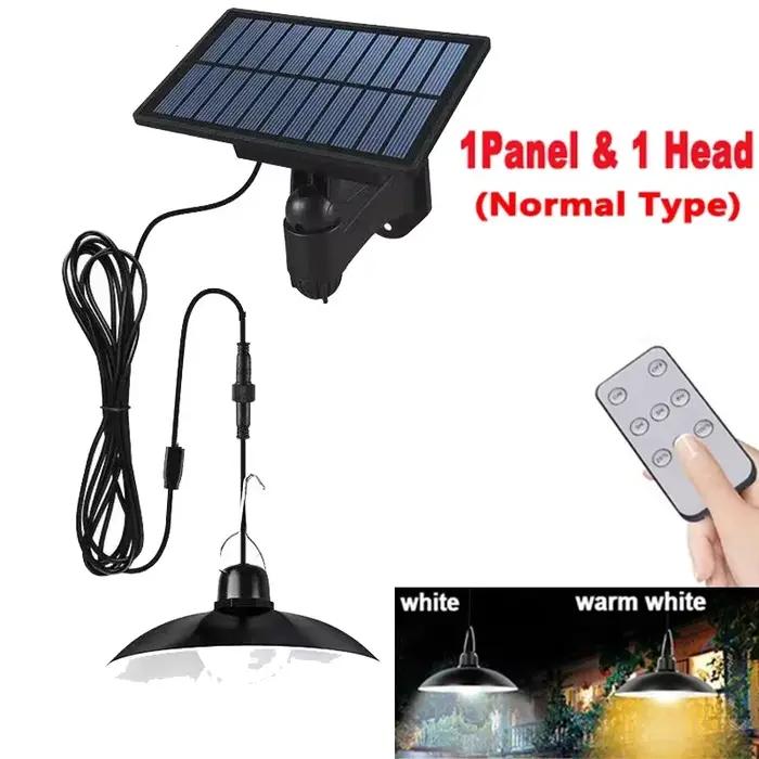 Lampe LED suspendue solaire d'extérieur, étanche, lustre à Double tête, décorations avec télécommand
