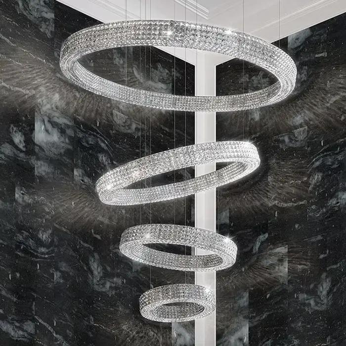 Lustre rond en cristal de luxe postmoderne pour salon, chambre et salle à manger, design personnalis