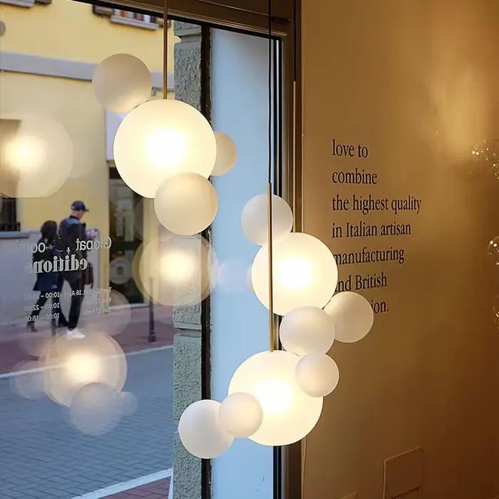Lustre de plafond LED à bulles de verre moderne pour table de salle à manger, chambre et accessoires de cuisine, éclairage suspendu luminaire de décoration intérieure