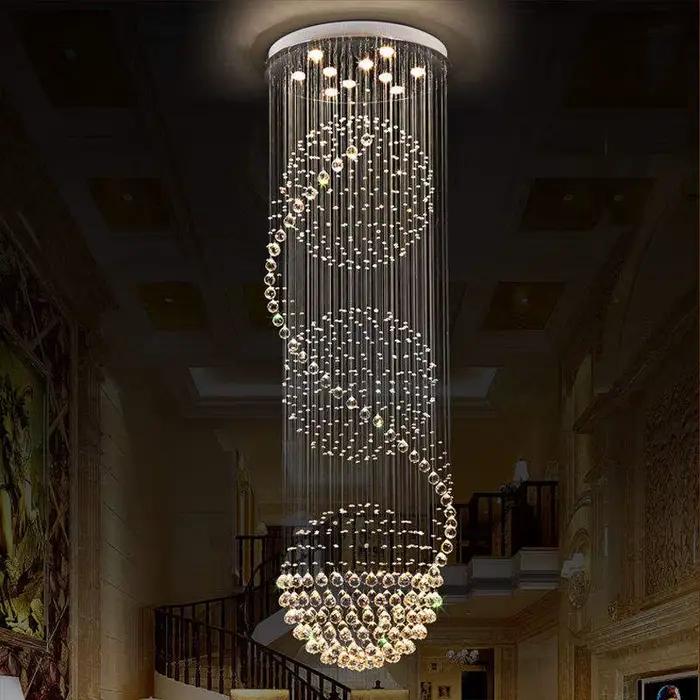Lustre en cristal LED moderne en spirale pour salon chambre à coucher escalier hôtel intérieur design sophistiqué