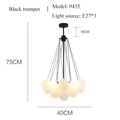 Lustre nuage à bulles nordique, 19/37 IkGlass, lampe blanche, noir, or, salle à manger, salon, décor