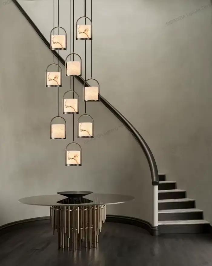 Lampe suspendue de luxe en marbre et acier inoxydable pour plafonds design moderne avec intensité variable à offrir pour femmes occasions spéciales